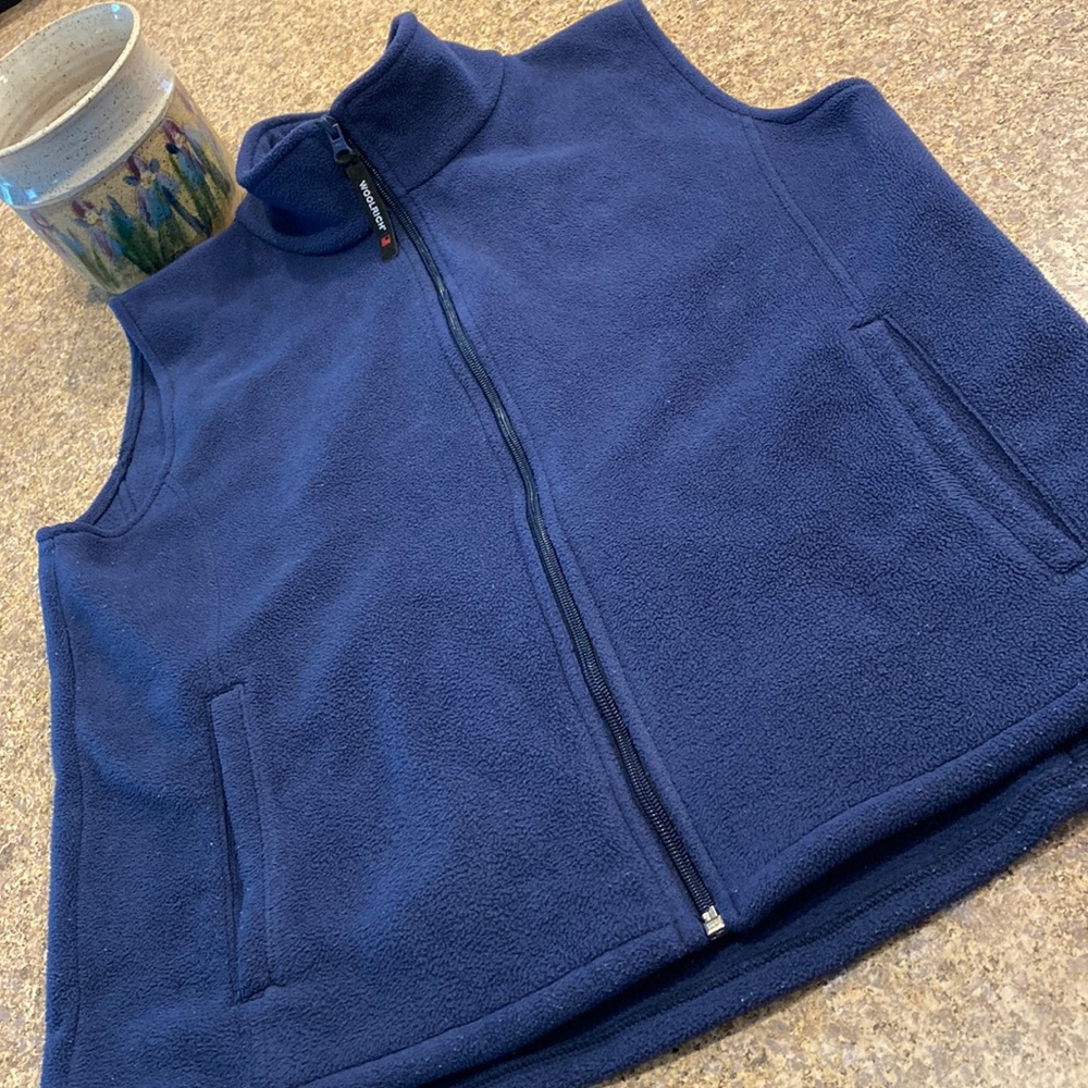 Woolrich Women’s Navy Blue Fleece Vest Zip Up Medium